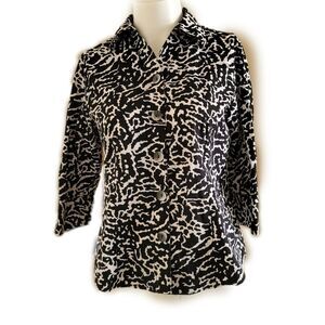 Westbound petites 10P black white button up collared long sleeve 100% cotton cor